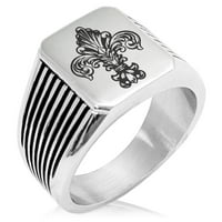 Nehrđajući čelik Royal Fleur de Lis igla Stripe uzorak Biker stil Polirani prsten
