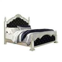 Benjara BM Crown Top Scalloped Design Dizajn veličine kreveta sa ogledalom, srebrom