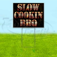 Slow Cookin BBQ znak dvorišta, uključuje metalni stup udio