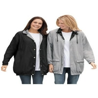 Žena unutar ženske plus veličine Fleece najlonska reverzibilna jakna za kišu