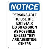 Prometni znakovi - Obaveštenje - osobe koje mogu koristiti izlaznu stubištu do satom potpisuju aluminijumski