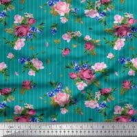 Soimoi ružičasta modalna satenska tkanina pruga, ciklama i ruža cvjetni otisak šivaći tkaninu širok
