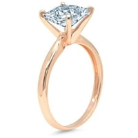 0. CT Sjajna princeza Rezani prirodni akvamarinski 14k Rose Gold Solitaire prsten sz 9.25