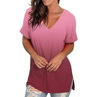 Košulje za ženske majice kratkih rukava za žene Ženske ležerne ljetne vrhove cvjetni kratki rukav V