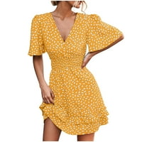 Ljetne haljine za žene Trendy High Smak Small Swith Mini kratki rukav Žene Sunčane haljine plus cvjetni
