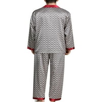 Avamo Muška modna cvjetna print mrlja od svilene pidžame set dugih rukava za spavanje i hlače salon