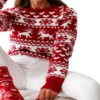 Ružna božićna džemper za žene pletene džempere Santa Reindeer okrugli vrat Pulover Lady Jesen Zimske