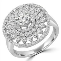 Veličanstvo dijamanti MD190104-6. 1. CTW okrugli dijamant četverokrevetni halo zaručnički prsten u 14K bijelom zlatu - veličine 6,75