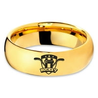 Tungsten Hockey prsten prsten za muškarce Žene Udobne cipele 18K žute zlatne kupole Polirano