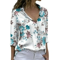 Ženske clastične majice Ženske cvjetne tiskane košulje vrhovi dugih rukava s dugim rukavima za bluzu