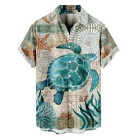 Havajske majice za muškarce, muški kratki rukav Aloha majica na plaži Cvjetni ispisani ljetni casunski gumb niz majice