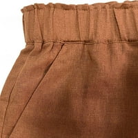 Plesneemangoos Ženska široka noga džepa na džepu Atletski kratke hlače Elastične ležerne hlače