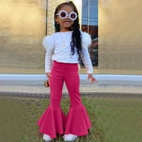 Pimfylm Baby Girl Odjeća za djecu Djevojka Outfits Pamuk Dugi rukav Rameljne duge hlače Djevojke 'Setties