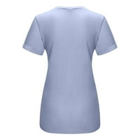 Mikilon Ženske učvršćene majice V-izrez s kratkim rukavima TOP bluza Pulover ženske vrhove plus veličine