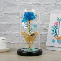 Schsin Rose lagana umjetna Galaxy ruža svjetiljka s leptir i šarenom LED ružnom cvijećem u čaši