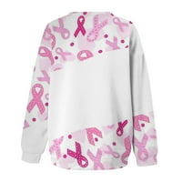 Ženska plus veličina Ženska majica s rakom dojke Rollback Ružičasta Ležerna Tunika Loop Fit dugi rukavac