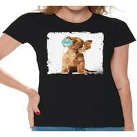 Newkward stilovi Funny animal majica za pse ženska majica Dog puhanje gume majica Životinjska odjeća