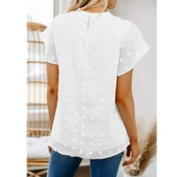 Žene pune boje okruglog vrata kratkih rukava bluza Šifonske majice na vrhu bijelih bluza za žene majica,