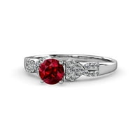 Ruby and Diamond zaručni prsten 1. CT TW u 14k bijelo zlato.Size 5.0