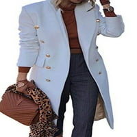 GLONME srednje dužine za žene topli zimski kardigan elegantna vunena jakna s dugim rukavima bijela m
