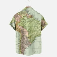 Pyju Havajske majice za muškarce Novelty Mapa svijeta Ispiši Aloha Thirt Ljetne casual labave fit majice