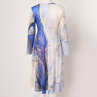 Lroplie Ležerne haljine za žene Elegant V izrez Dugih rukava Ženska haljina Plava L
