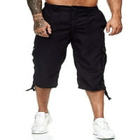 Wybzd muške klasične opuštene fit teretne kratke hlače ljetne atletske hlače sa džepovima crna m