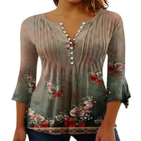 Colisha dame Ljetni vrhovi cvjetni print tunika bluza V izrez majica Loose Dailyward rukav majica stil