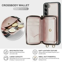 Dteck Wallet za Samsung Galaxy S CASE, RFID blokiranje kreditnih kartica sa zatvaračem PU kožna zaštitna futrola sa ručnim ručnim rukama za Samsung S 5G, Rosegold