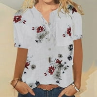 Kakina S Clearence Ženske košulje za ljetne žene Ljeto Ležerne prilike kratkih rukava Dugme za bluzu