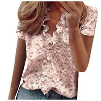 Bluze za slobodno vrijeme Slabo rukav grafički otisci vrhovi Henley Fashion za žene ružičasta 2xl