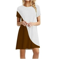 Usmixi haljine za žene Ljeto kratki rukav Crewneck Color Patchwork Casual Mini sandress Fashion Plus