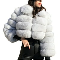Žene Solidne boje zimski coats FAU kaput topla krznena jakna dugi rukava s dugim rukavima Tietoc