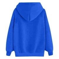 Ženski vrhovi modni casual zabavno ispis dukserica sa kapuljačom labavi sportski pulover plavi s