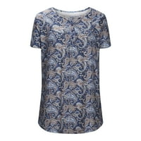 Odeerbi ljetni casual elegantni vrhovi za žene modna tiskana labava bluza kratki rukav V-izrez majica