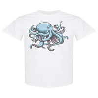 Octopus graviranje majica Vintage stil muškarci -Image by shutterstock, muški x-veliki
