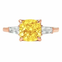3.5ct jastuk od žutog simuliranog dijamanta 14K ružičasto zlato Angažovanje kamena prstena veličine
