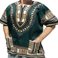 Muška majica Tribal Festival Dashiki Majica Hippie Ljetni vrhovi Casual Tee Beach bluza crna 3xl