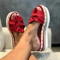 Ženske sandale Prozračne nožnog prstom Ljeto tkanje ravne plaže Otvoreno luk cipele za žene crvene veličine