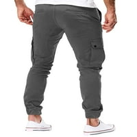WYBZD MENS CARGO HLAČE - Čvrsti povremeni više džepova na otvorenom ravno tipom fitness hlače za hlače