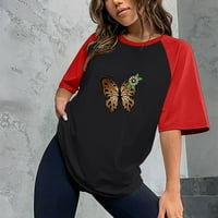 Udobna proljetna labava majica za žene modni ispis okrugli vrat ispod struka za bluza s kratkim rukavima