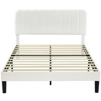 Puni IZE tapecirani platformni okvir za krevet s podesivim uzglavljem, drvene letvice podržavaju BO proljeće potrebno, bijelo