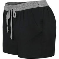 Ženske kratke hlače za ljetni modni udobni print tisak elastičnih hlača struka sa džepovima crna m
