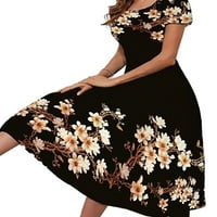 Ženska večernja party cvjetna dugačka maxi haljina s kratkim rukavima haljina s rukavima