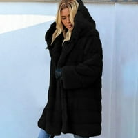 Ikevan Womens Faux-Fur 'Gilet s dugim rukavima kaput za toplije jakna kaput od kaput crna m
