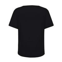 Majice za damu V-izrez Love Solid Džepovi Pulover Žena kratkih rukava Top Clear crna 12