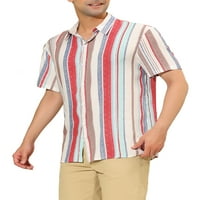 Lars Amadeus Muška nepravilna gumba Stripe niz kratkih rukava Summer Majica na plaži