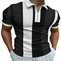 Haite Muška polo majica kratki rukav ljetni vrhovi Zippe T košulje Golf Pulover Radni rever Bluza Crna 3xl