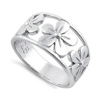 Sterling Silver Platinum pozlaćeni cvjetni dizajn Art Deco Priroda Inspirirani bend Obećaj prstenovi