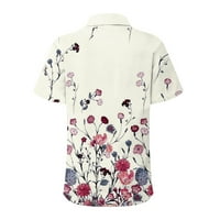 Ženske vrhove bluza Žene kratki rukovi Ležerne košulje Henley Ljeto Bež l